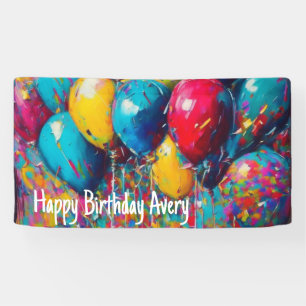 Lona Cartel de cumpleaños personalizado Globos de col