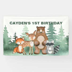 Lona Cartel de Cumpleaños Primero de Animal Silvestre d