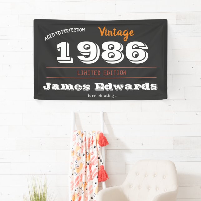Lona Cartel de cumpleaños retro de la época de 1986 40 (In situ)