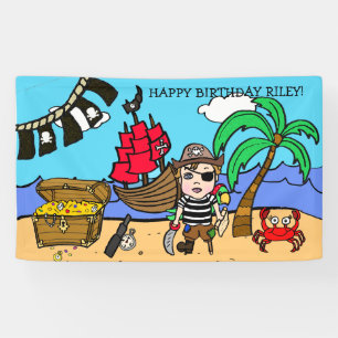 Lona Cartel de cumpleaños temática del pirata