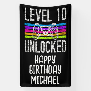 Lona Cartel de décimo cumpleaños desbloqueado de nivel