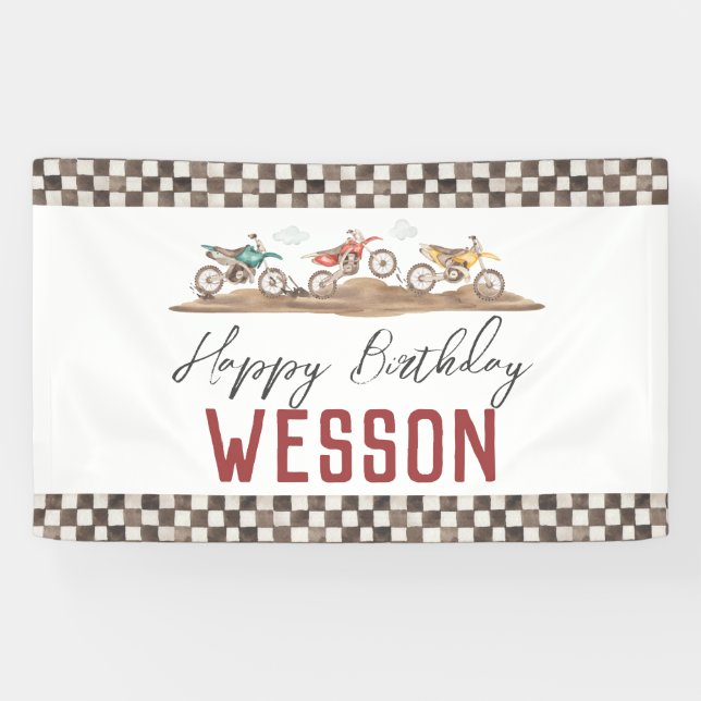 Lona Cartel de Dirt Bike, cartel de fiesta de bicicleta (Horizontal)