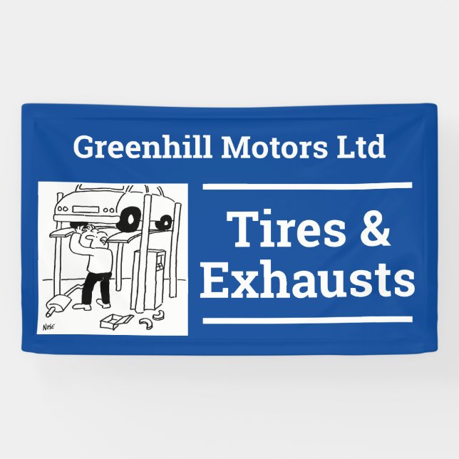 Lona Cartel de diseño de servicio de vehículos de garaj (Horizontal)