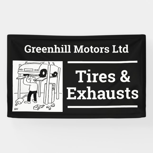 Lona Cartel de diseño de servicio de vehículos de garaj (Horizontal)