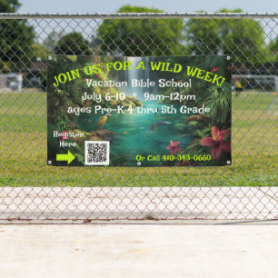Lona Cartel de Escuela Bíblica de Vacaciones Tropicales