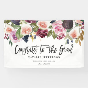 Lona Cartel de felicitaciones a los graduados florales