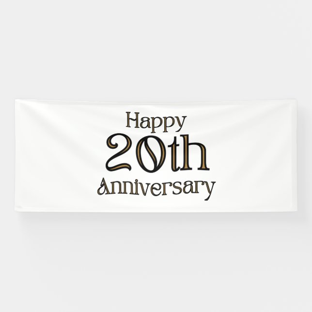 Lona Cartel de Feliz 20° Aniversario 4x10 Vinyl (Horizontal)
