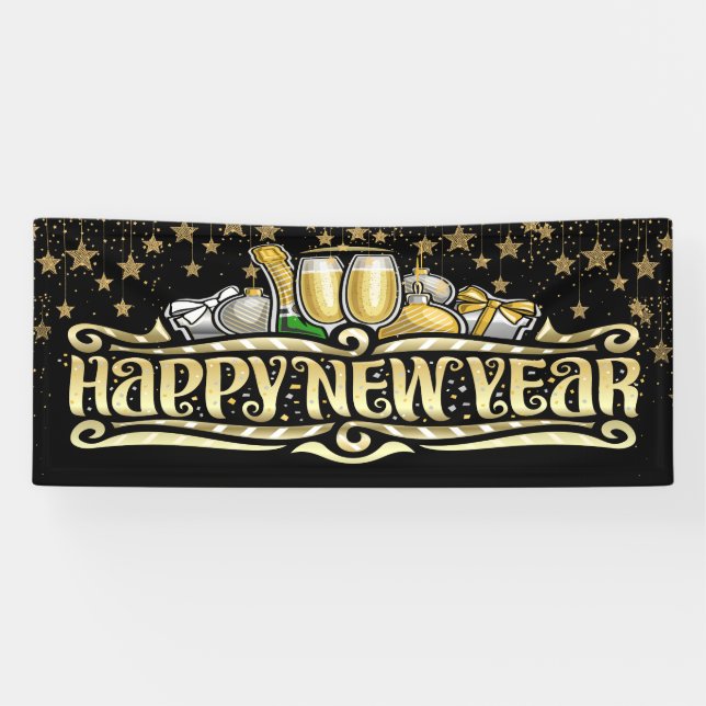 Lona Cartel de Feliz Año Nuevo (Horizontal)