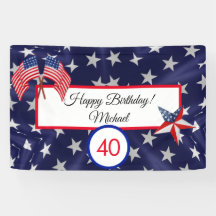 Cartel de Feliz Cumpleaños 4 de Julio Estrellas y 