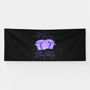 Lona Cartel de Feliz Cumpleaños Bonito Púrpura 4x10 Vin