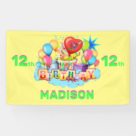 Lona Cartel de feliz cumpleaños de diversión para niños