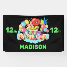 Lona Cartel de feliz cumpleaños de diversión para niños