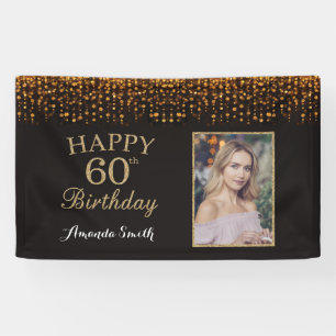 Lona Cartel de feliz cumpleaños número 60. Foto de Pu