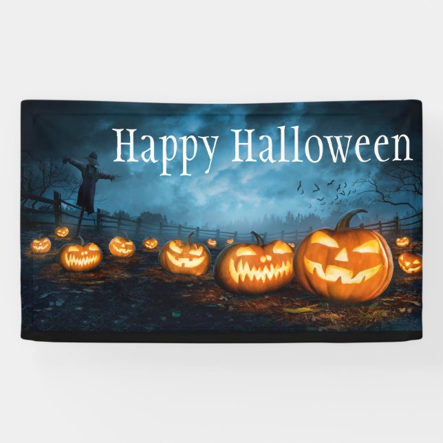 Lona Cartel de Feliz Halloween Jack-O-Lanterns (Horizontal)