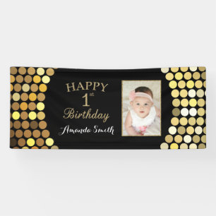 Lona Cartel de Feliz Primer Cumpleaños. Foto de Purpuri