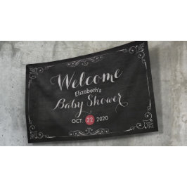 Lona Cartel de flores blancas negras de bienvenida a Ba