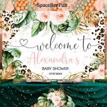 Cartel de fondo del Chica Safari Baby Shower Leopa