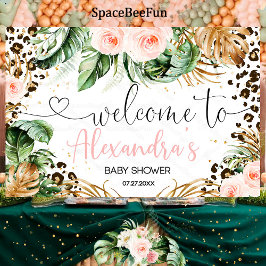 Lona Cartel de fondo del Chica Safari Baby Shower Leopa