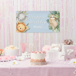 Lona Cartel de foto del Pastel Tropical Wild One Jungle