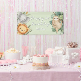 Lona Cartel de foto del Pastel Tropical Wild One Jungle