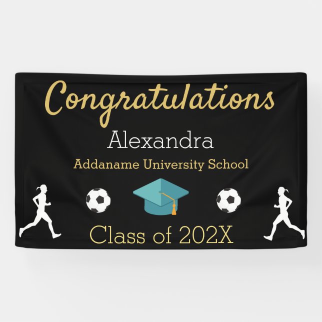 Lona Cartel de graduación de felicitación de jugador de (Horizontal)