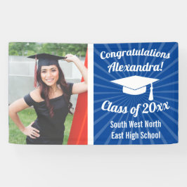 Lona Cartel de graduación de foto de Personalizado azul