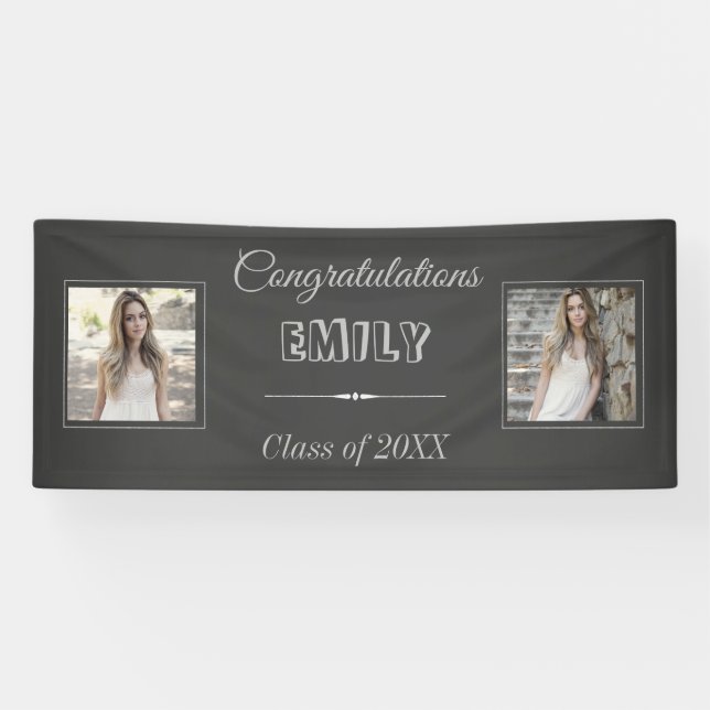 Lona Cartel de graduación fotográfica de Chalkboard (Horizontal)