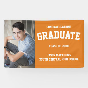 Lona Cartel de graduación simple de un Naranja fotográf