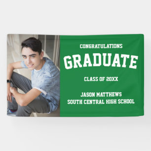 Lona Cartel de graduación verde simple de una foto