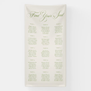 Lona Cartel de gráfico de asientos de boda verde marfil