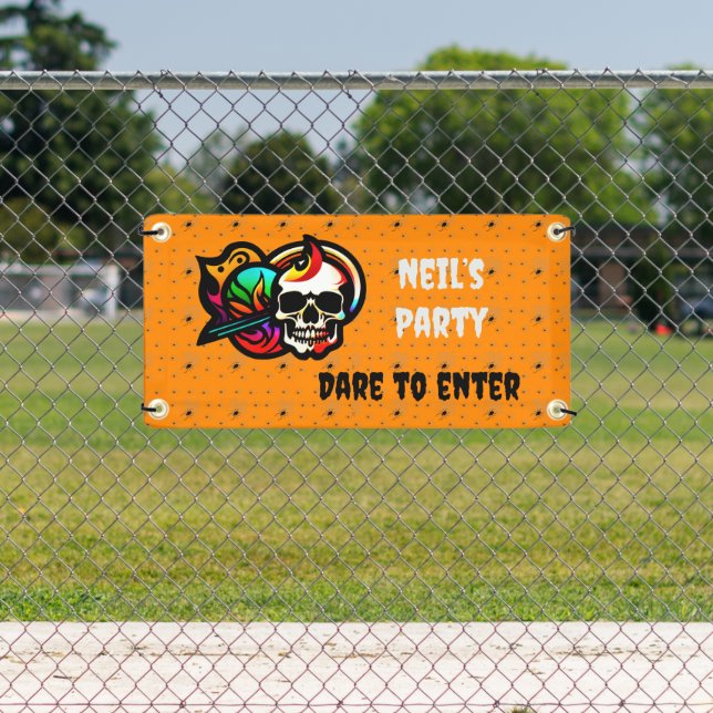 Lona Cartel de Halloween de calavera personalizable y t (in situ)