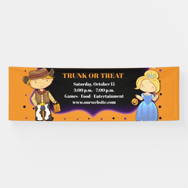 Lona Cartel de Halloween Trick o Trek Trunk o Tret (Horizontal)