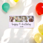 Lona Cartel de Heart Script 4 Photo Happy Birthday<br><div class="desc">foto y lindo guión con corazones.</div>