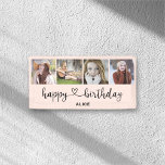 Lona Cartel de Heart Script 4 Photo Happy Birthday<br><div class="desc">foto y lindo guión con corazones.</div>