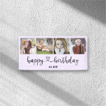 Lona Cartel de Heart Script 4 Photo Happy Birthday<br><div class="desc">foto y lindo guión con corazones.</div>