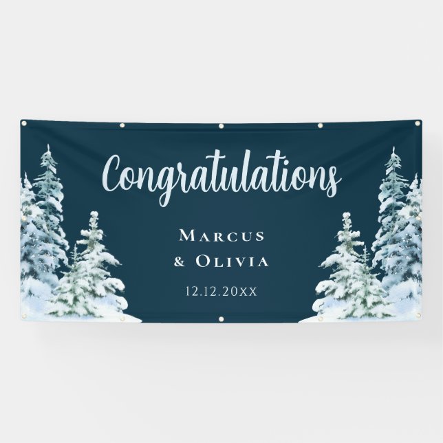 Lona Cartel de la boda de invierno (Horizontal)