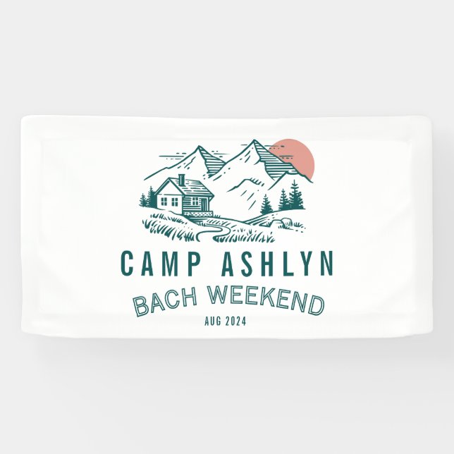Lona Cartel de la Cabina de Montaña Camp Bachelorette (Horizontal)