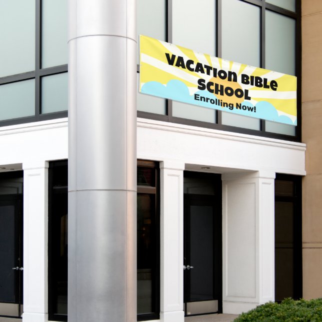 Lona Cartel de la escuela de vacaciones de la Biblia (Edificio exterior)