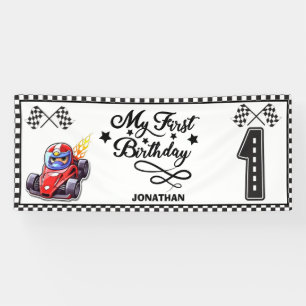 Lona Cartel de la fiesta de cumpleaños con tema de auto