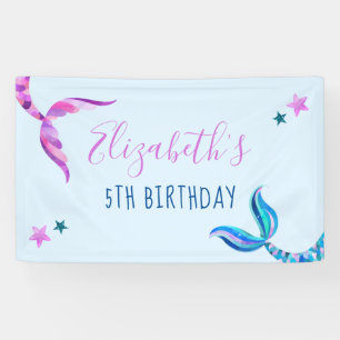 Lona Cartel de la fiesta de cumpleaños de Sirena