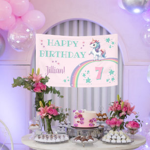 Lona Cartel de la fiesta de cumpleaños mágica de Unicor