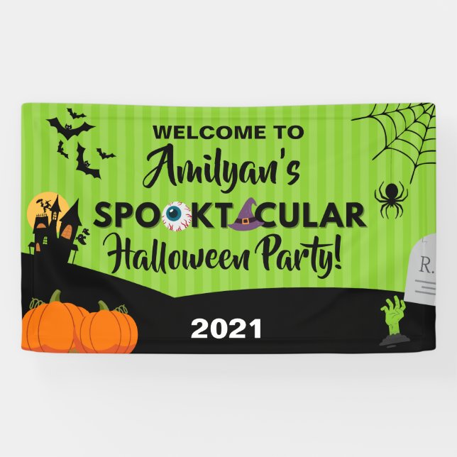 Lona Cartel de la fiesta de Halloween en Spooktacular (Horizontal)