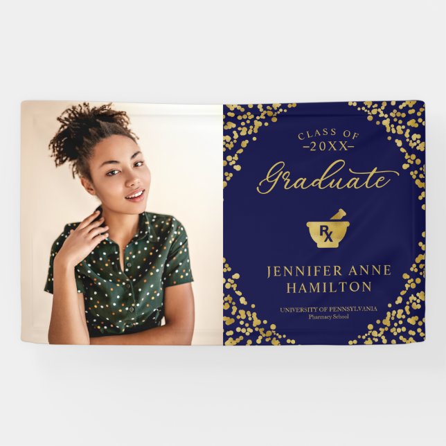 Lona Cartel de la foto de graduación de la Escuela de F (Horizontal)