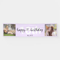 Cartel de la foto de Heart Script Birthday Pastel