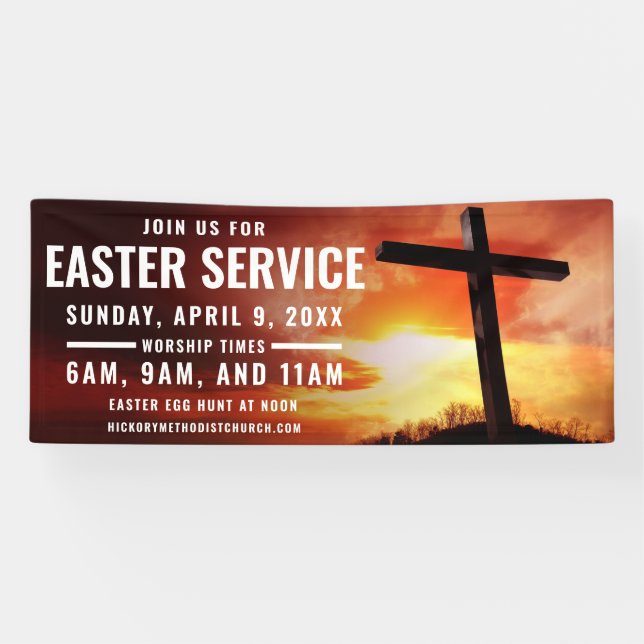 Lona Cartel de la Hora del Servicio de Pascua para las  (Horizontal)