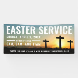 Lona Cartel de la Hora del Servicio de Pascua para las