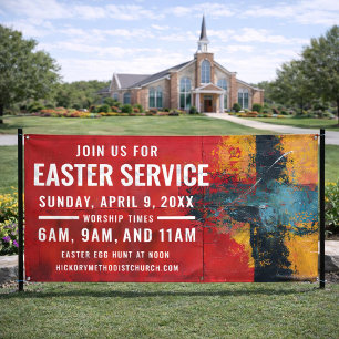 Lona Cartel de la Hora del Servicio de Pascua para las