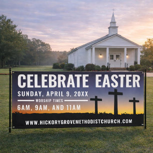 Lona Cartel de la Hora del Servicio de Pascua para las 
