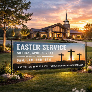 Lona Cartel de la Hora del Servicio de Pascua para las