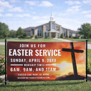Lona Cartel de la Hora del Servicio de Pascua para las